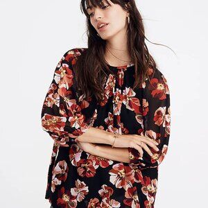 Madewell Tie-Back Bubble-Sleeve Top in French Rose - Size XXS